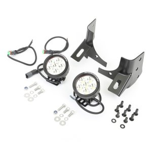 Jeep Wrangler LED Light Kit - Rugged Ridge - Windshield Bracket, 3.5 in. Round, Off-Road - Black - `97-`06